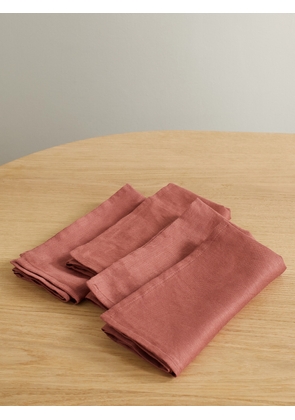 L'Objet - Set Of Four Washed Linen-sateen Napkins - Red - One size
