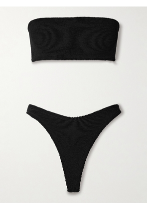 Hunza G - Shay Seersucker Bandeau Bikini - Black - Beachwear One Size