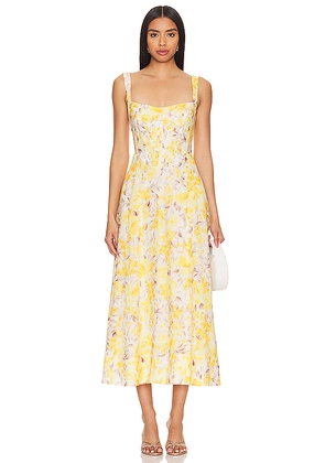 Bardot Lilah Corset Midi Dress in Yellow. Size 2. Also in 10.
