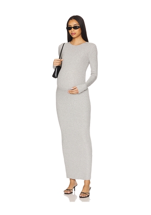 BUMPSUIT Soft Rib Maxi Dress in Light Grey. Size L. Also in XS, XL.