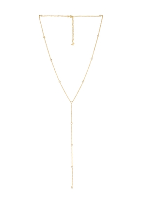 By Adina Eden Bezel Station Lariat Necklace in Metallic Gold.