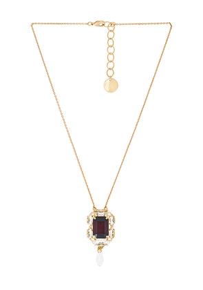 Anton Heunis Small Square Pendant With Drop Necklace in Burgundy.