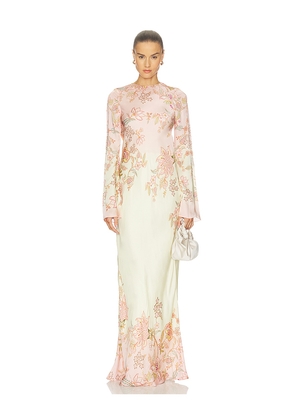 HEMANT AND NANDITA Back Ties Maxi Dress in Pink,Yellow. Size XS. Also in XXS, XL.