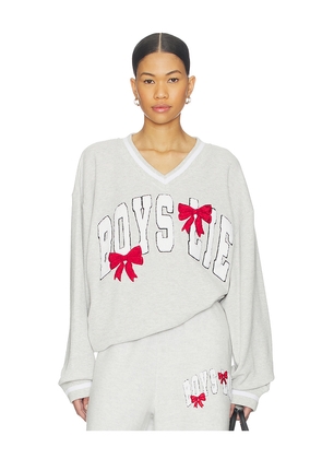 Boys Lie Wrap Me in A Bow Hayley Sweatshirt in Grey. Size S/M. Also in L/XL.