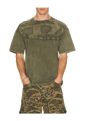 Diesel Box Tee in Olive. Size S. Also in M, L, XL/1X, XXL/2X.