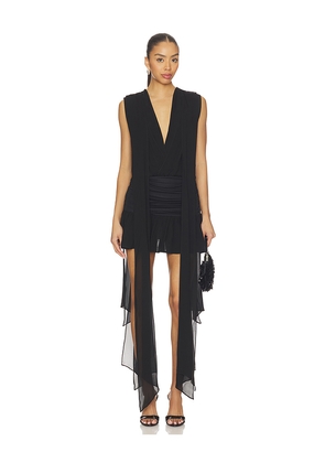 Blumarine Georgette Dress With Jersey in Black. Size 36. Also in 38, 40.