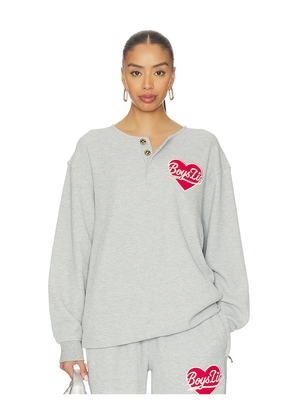 Boys Lie Signature Thermal Crewneck in Grey. Size XS/S. Also in M/L, XL/XXL.