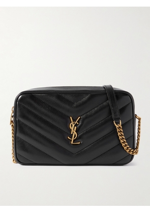 SAINT LAURENT - Loulou Quilted Textured-leather Shoulder Bag - Black - One size