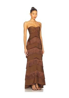 House of Harlow 1960 x REVOLVE Hera Fringe Maxi Dress in Chocolate. Size L. Also in XXS, M.