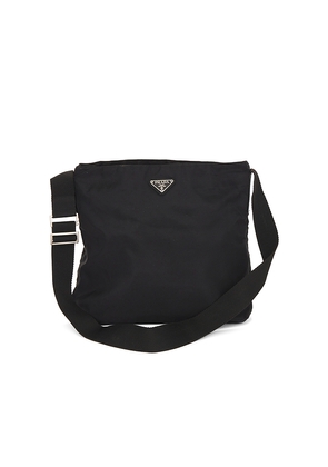 FWRD Renew Prada Tessuto Flat Messenger Bag in Black.