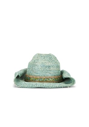 florabella Skyler Crochet Raffia Cowboy Hat in Mint.