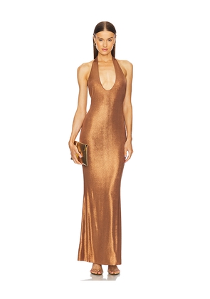 Michael Costello x REVOLVE Soleil Gown in Metallic Bronze. Size XS. Also in M.