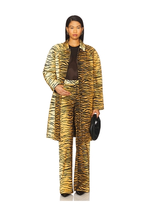Moschino Jeans Tiger Stripes Long Jacket in Brown. Size 36. Also in 40.