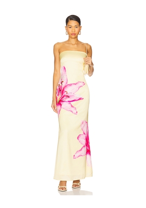 MORE TO COME Lyza Strapless Maxi Dress in Lemon. Size XS. Also in XXS.