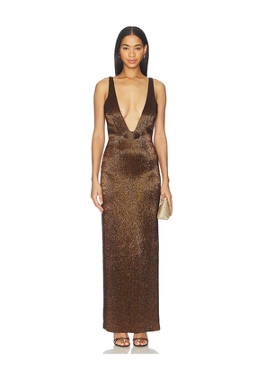 MAY MASHIAH Alaia Dress in Metallic Copper. Size S. Also in XS, M.