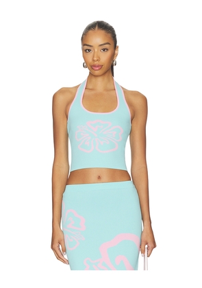 Kulani Kinis Knit Halter Top in Baby Blue. Size S. Also in XS, M.