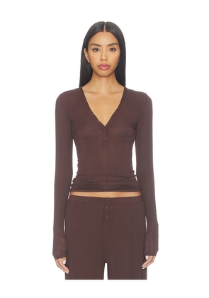 Negative Underwear Whipped Henley in Brown. Size XL/1X. Also in L.