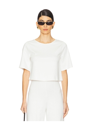 Ripley Rader Ponte Knit Short Sleeve Top in White. Size M. Also in L, XS.