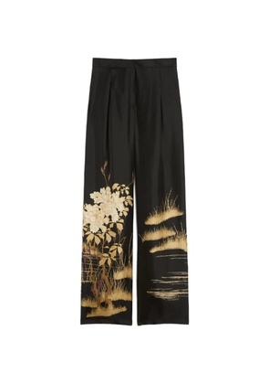 Max Mara fluid printed silk trousers - Black