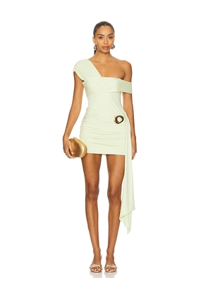 Runaway The Label Kassi Ruched Mini Dress in Green. Size S. Also in XS, XL.