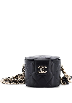 CHANEL Pre-Owned Resin Elegant Chain Tubular Vanity Case Quilted Lambskin Mini crossbody bag - Black