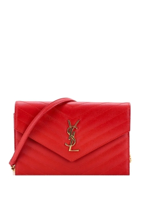 Saint Laurent Pre-Owned Classic Monogram Wallet on Chain Matelasse Chevron Leather Small crossbody bag - Red