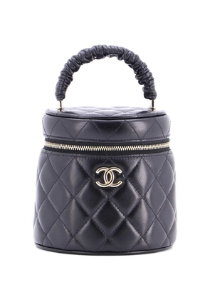 CHANEL Pre-Owned CC Ruched Top Handle Vanity Case Quilted Lambskin Small satchel - Black