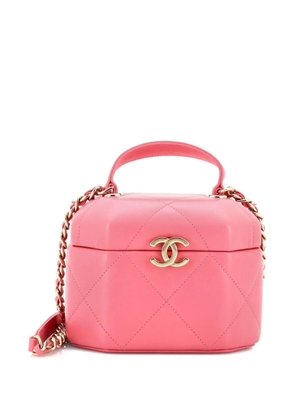 CHANEL Pre-Owned Octagon Top Handle Vanity Case Quilted Lambskin Small pouch - Pink
