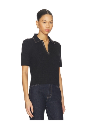 Rag & Bone Caterina Faux Leather Zip Polo in Chocolate. Size S. Also in XS.