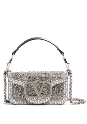 Valentino Garavani small Locò shoulder bag with rhinestones - Silver