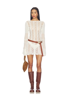 SNDYS Mattie Crochet Mini Dress in White. Size S. Also in XXS, XS, M, L, XL, XXL.