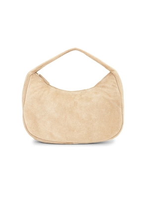 St. Agni Suede Large Bon Bon Bag in Beige.