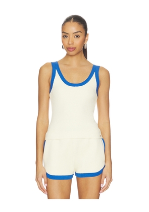 P.E Nation Odyssey Knit Tank Top in White,Blue. Size XS. Also in S, M, L, XL.