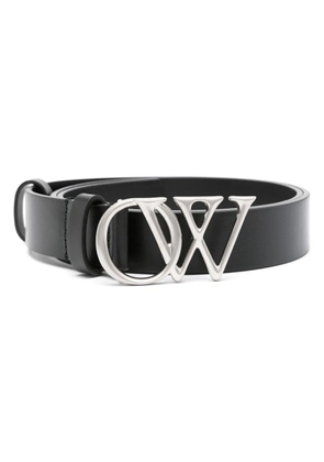 Off-White OW-buckle leather belt - Black