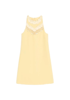 Valentino Garavani embroidered crepe couture short dress - Yellow