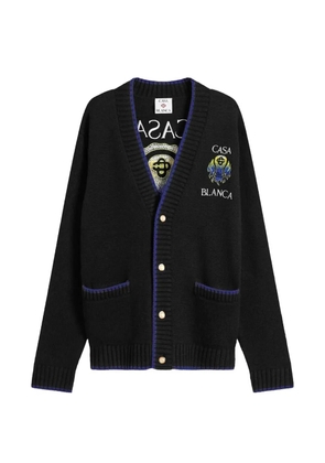 Casablanca print pocket cardigan - Black