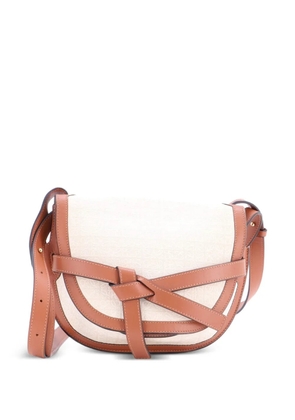 Loewe Pre-Owned Gate Dual Anagram Canvas and Leather Small shoulder bag - Neutrals