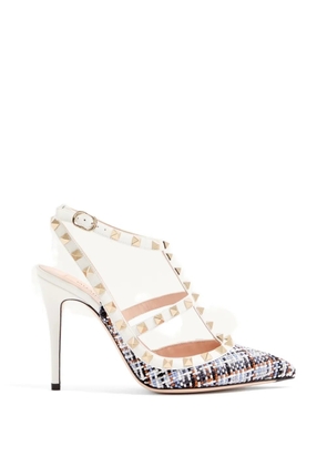 Valentino Garavani Rockstud pumps in woven-fabric 100mm - White