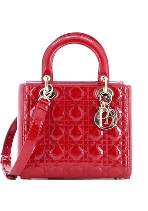 Christian Dior Pre-Owned Lady Dior NM Bag Cannage Quilt Patent Medium satchel - Red