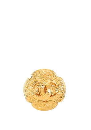 CHANEL Pre-Owned 1995 Gold Plated CC Clover Brooch costume brooch