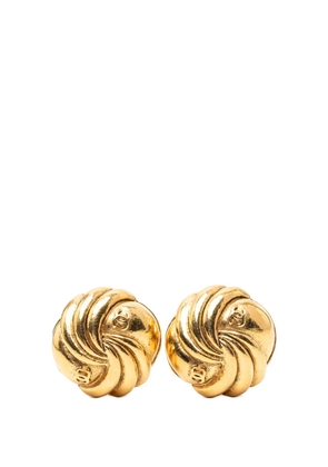 CHANEL Pre-Owned 1980-1990 Gold Plated CC Swirl Button Clip on Earrings costume earrings