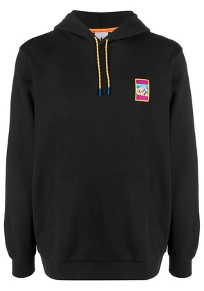adidas logo patch drawstring hoodie - Black