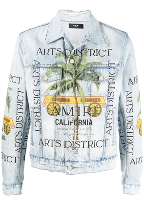 AMIRI graphic-print distressed-effect denim jacket - Blue