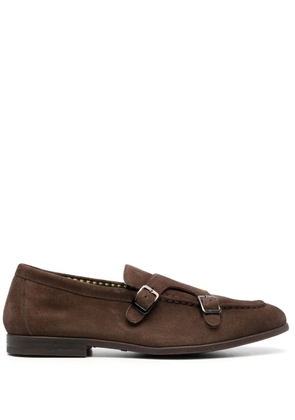 Doucal's buckle-fastening suede monk shoes - Brown