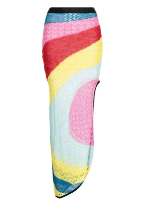 STAUD striped asymmetric knitted skirt - Multicolour