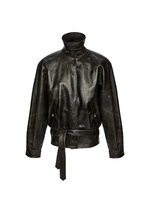 Magda Butrym belted stand-collar coat - Black