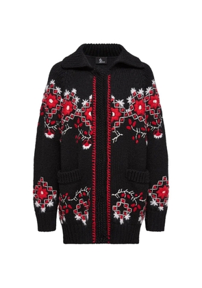 Moncler Grenoble flower-embroidered cardigan - Black