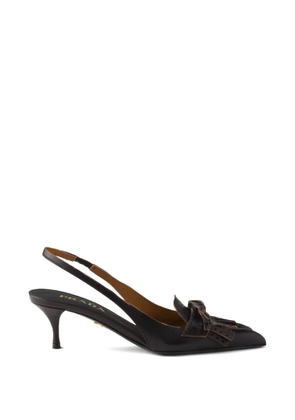 Prada fringed bow leather pumps - Black