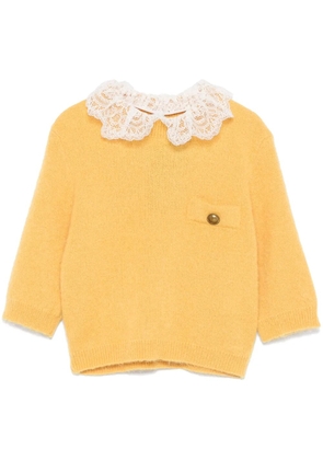TWINSET lace-collar sweater - Yellow