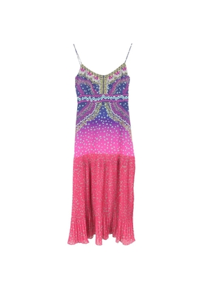 Saloni printed pleated midi dress - Pink